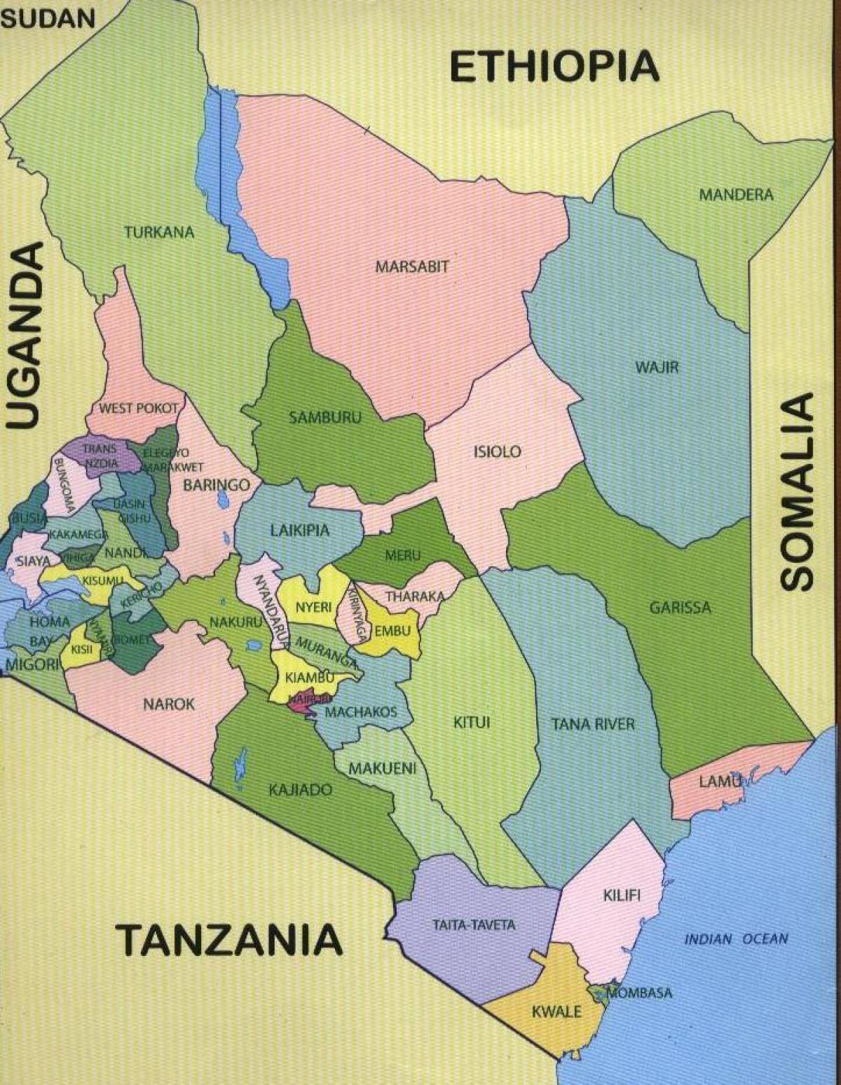 县的肯尼亚地图