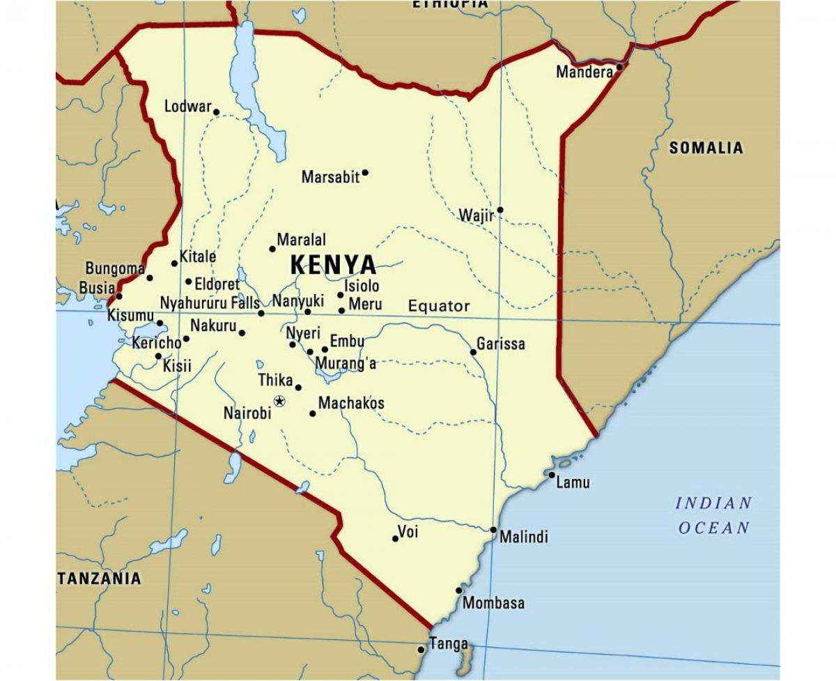 赤道在肯尼亚的地图